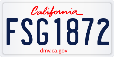 CA license plate FSG1872