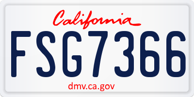 CA license plate FSG7366