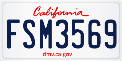 CA license plate FSM3569