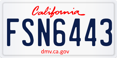 CA license plate FSN6443