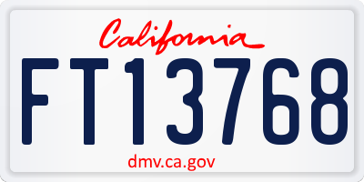 CA license plate FT13768