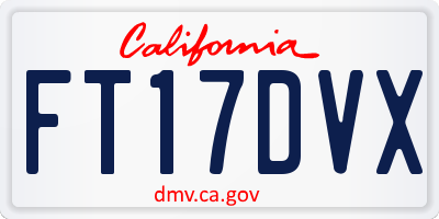 CA license plate FT17DVX