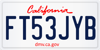 CA license plate FT53JYB