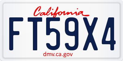 CA license plate FT59X4