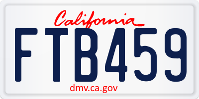 CA license plate FTB459