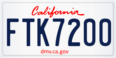 CA license plate FTK7200