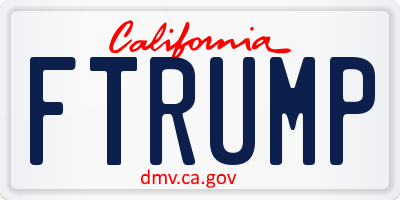 CA license plate FTRUMP