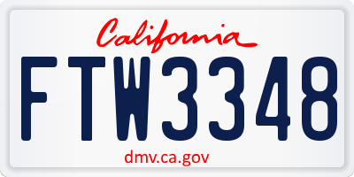 CA license plate FTW3348