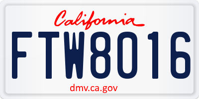 CA license plate FTW8016