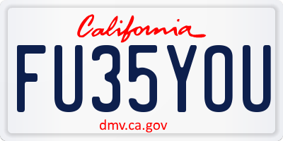 CA license plate FU35YOU