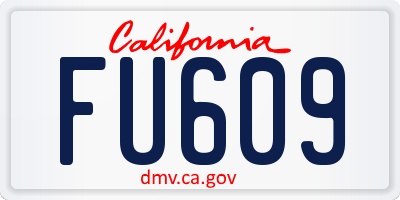 CA license plate FU609