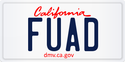 CA license plate FUAD