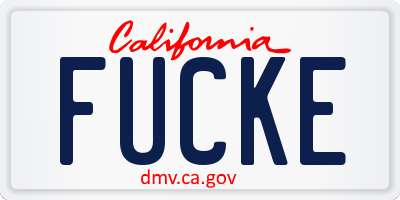 CA license plate FUCKE