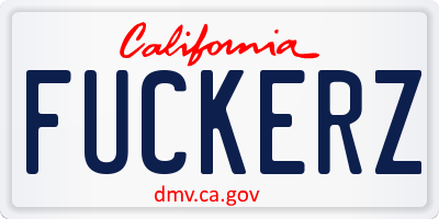 CA license plate FUCKERZ