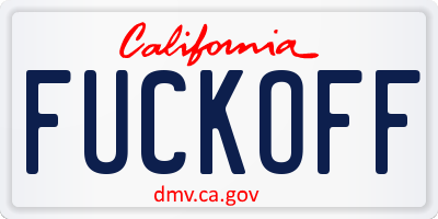 CA license plate FUCKOFF