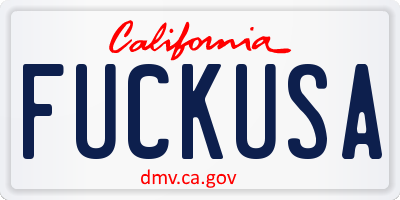 CA license plate FUCKUSA
