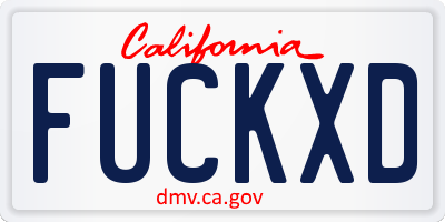 CA license plate FUCKXD