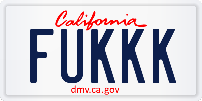 CA license plate FUKKK