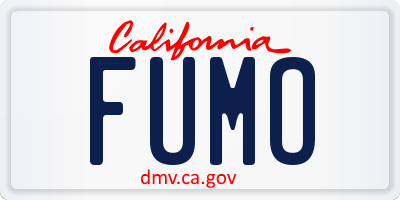 CA license plate FUMO