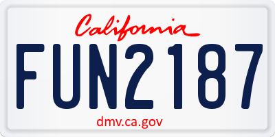 CA license plate FUN2187