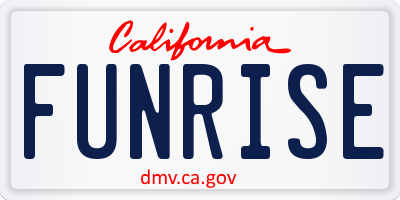 CA license plate FUNRISE