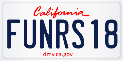 CA license plate FUNRS18