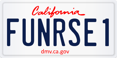 CA license plate FUNRSE1