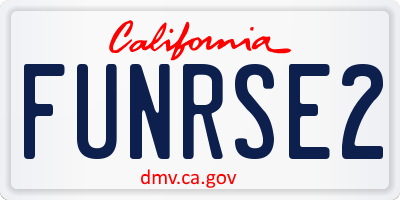 CA license plate FUNRSE2