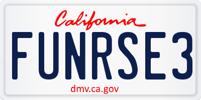 CA license plate FUNRSE3