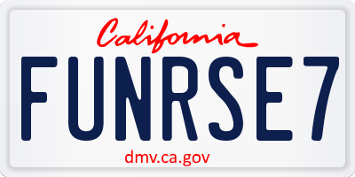 CA license plate FUNRSE7