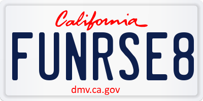 CA license plate FUNRSE8