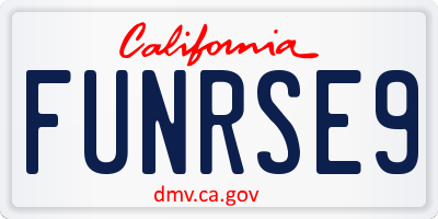 CA license plate FUNRSE9