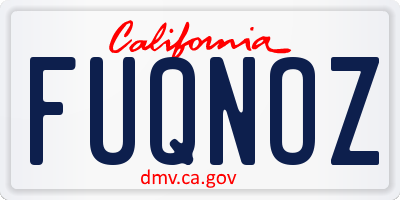 CA license plate FUQNOZ