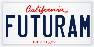 CA license plate FUTURAM