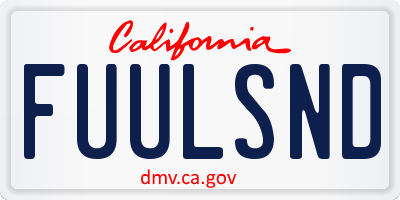 CA license plate FUULSND