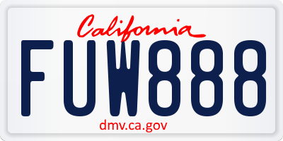 CA license plate FUW888