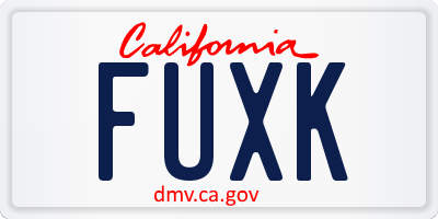 CA license plate FUXK