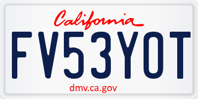 CA license plate FV53YOT