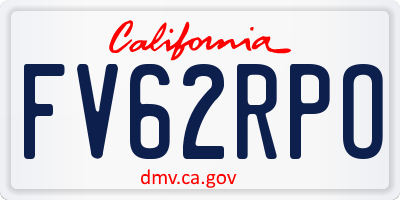 CA license plate FV62RPO