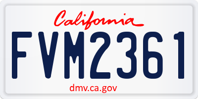 CA license plate FVM2361