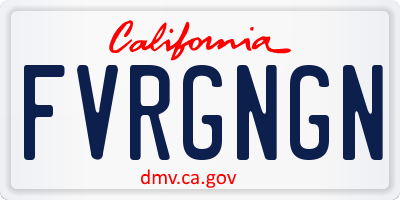 CA license plate FVRGNGN