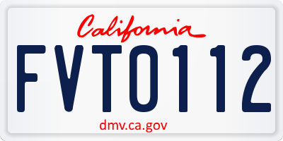 CA license plate FVT0112