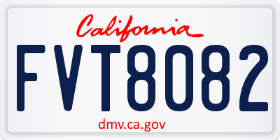 CA license plate FVT8082