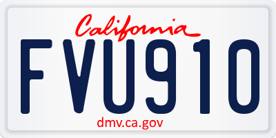 CA license plate FVU910