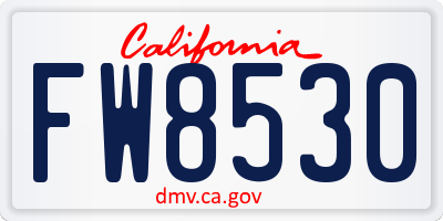 CA license plate FW8530