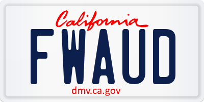 CA license plate FWAUD