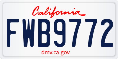 CA license plate FWB9772