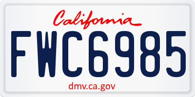 CA license plate FWC6985