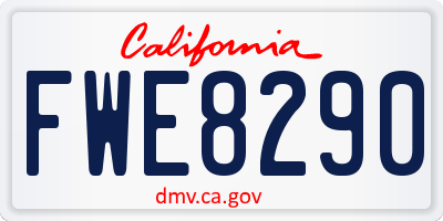 CA license plate FWE8290