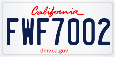 CA license plate FWF7002